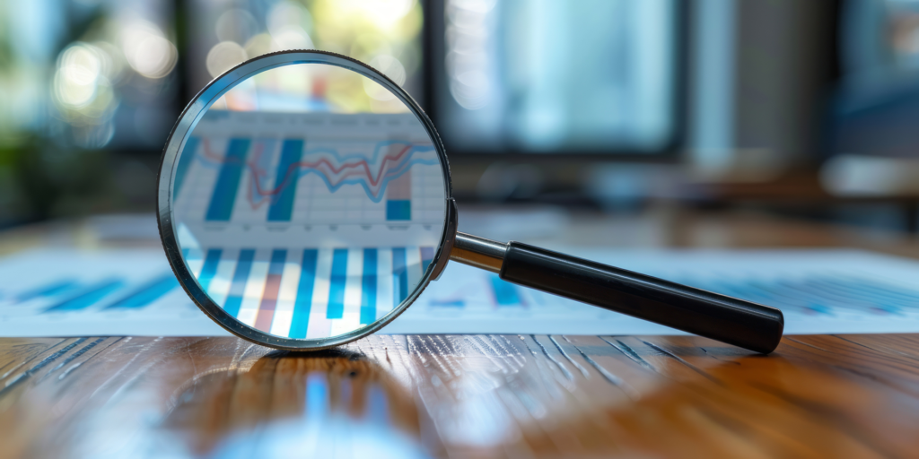 Detailed SEO audit reviewing website data, keyword performance, and search trends