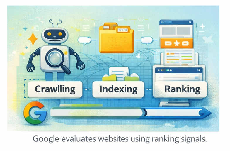 how Google ranks websites illustration